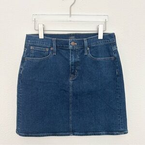 J Crew Denim Mini Jean Skirt Collegiate Fall Barn A-Line Dark Mid Blue Size 2